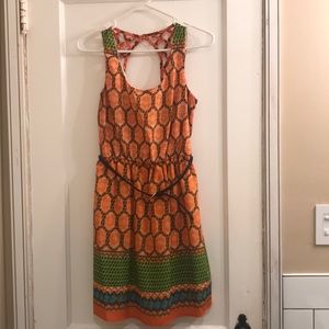 Orange, Blue & Green Mini Dress, Size 2